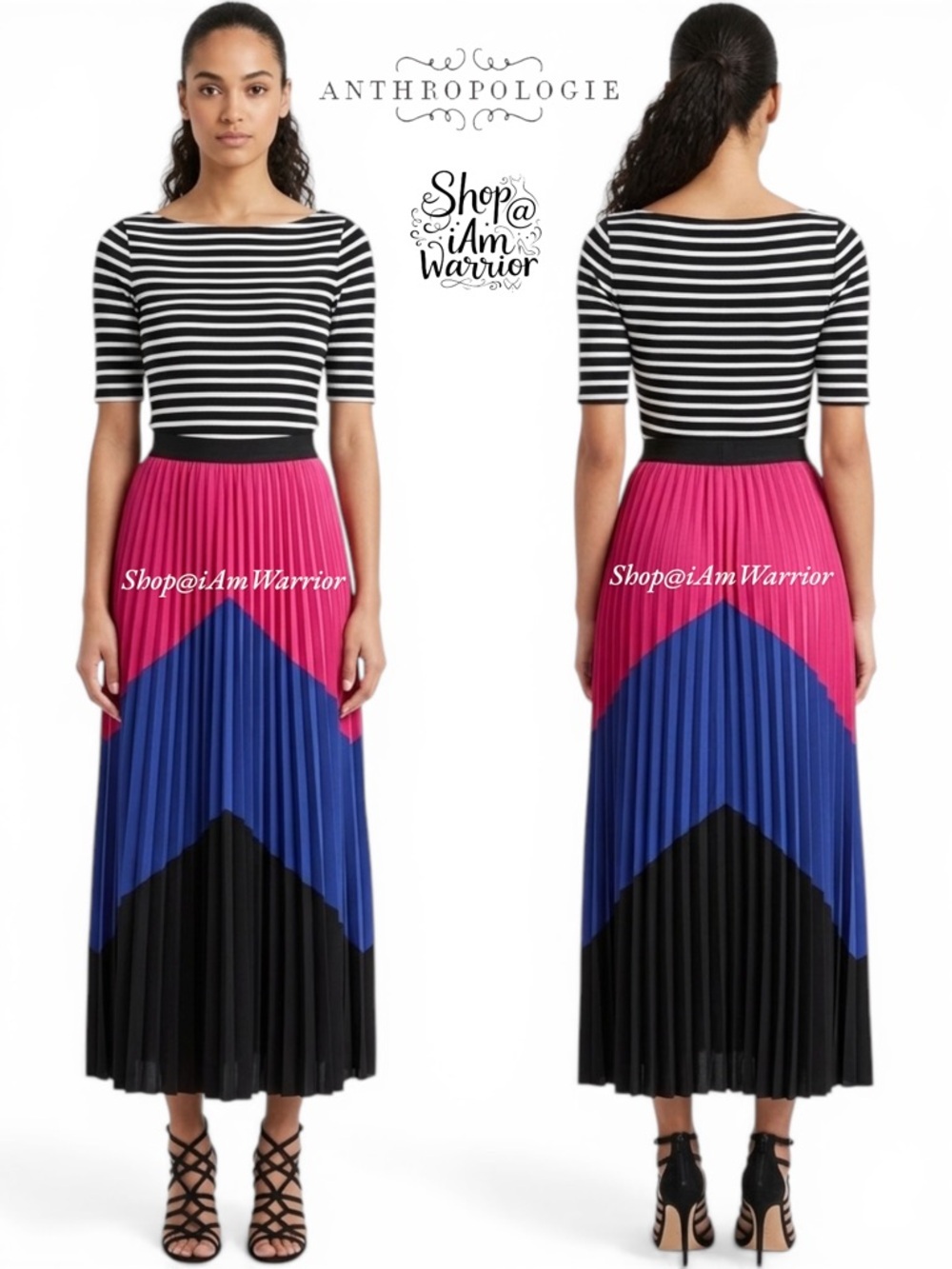 Anthropologie Tracy Reese Pleated Color Block Maxi Skirt *Shop@Iamwarrior